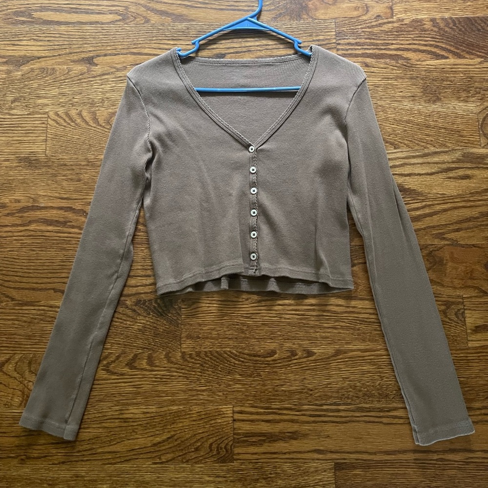 NWOT Brandy Melville Cropped Brown Long Sleeve